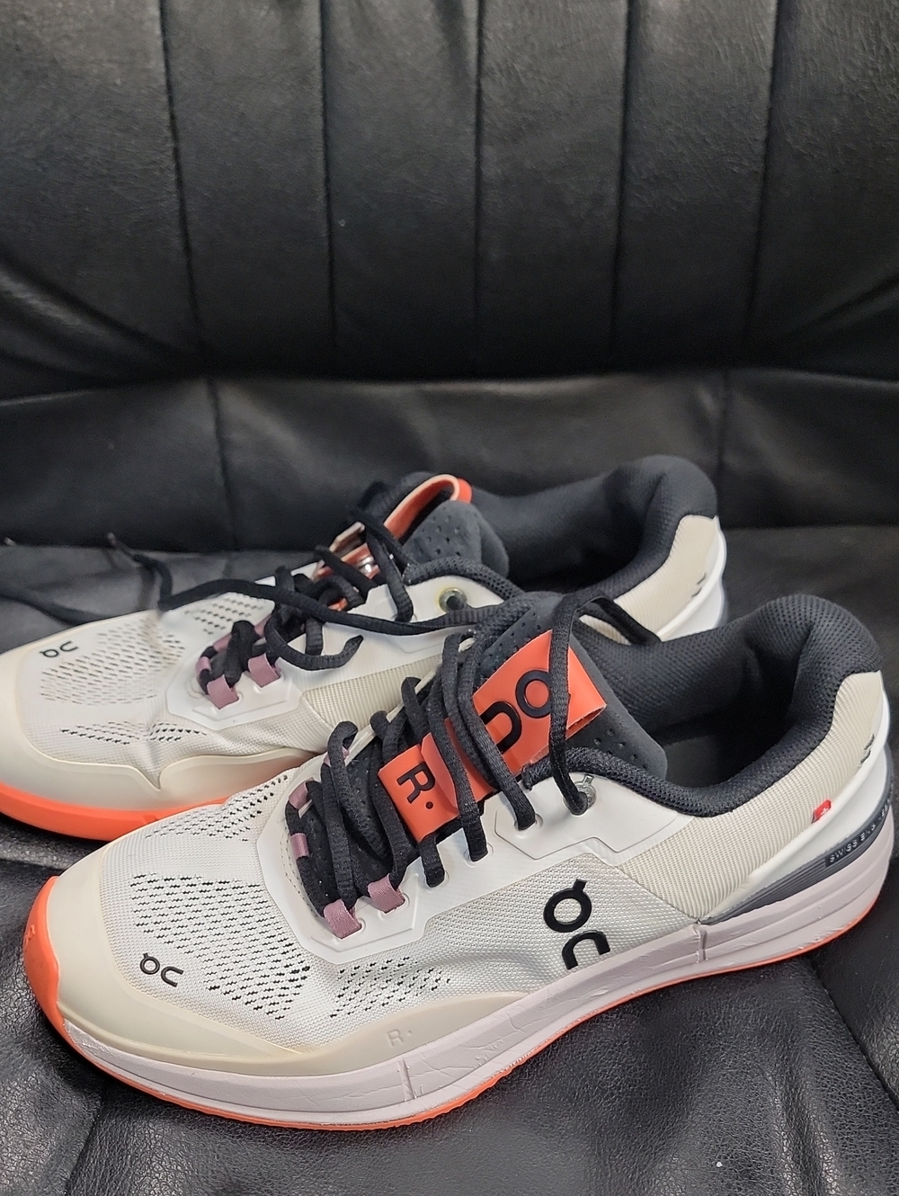 On Running Kids Sneakers in White, Coral & Black